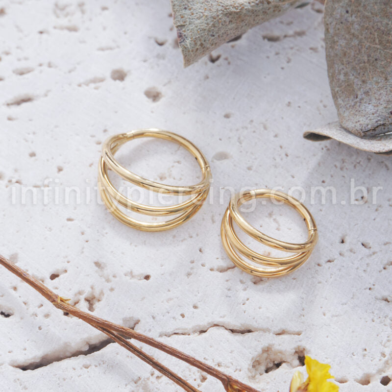 Piercing Argola Titânio Segmento Articulado 3 Fileiras