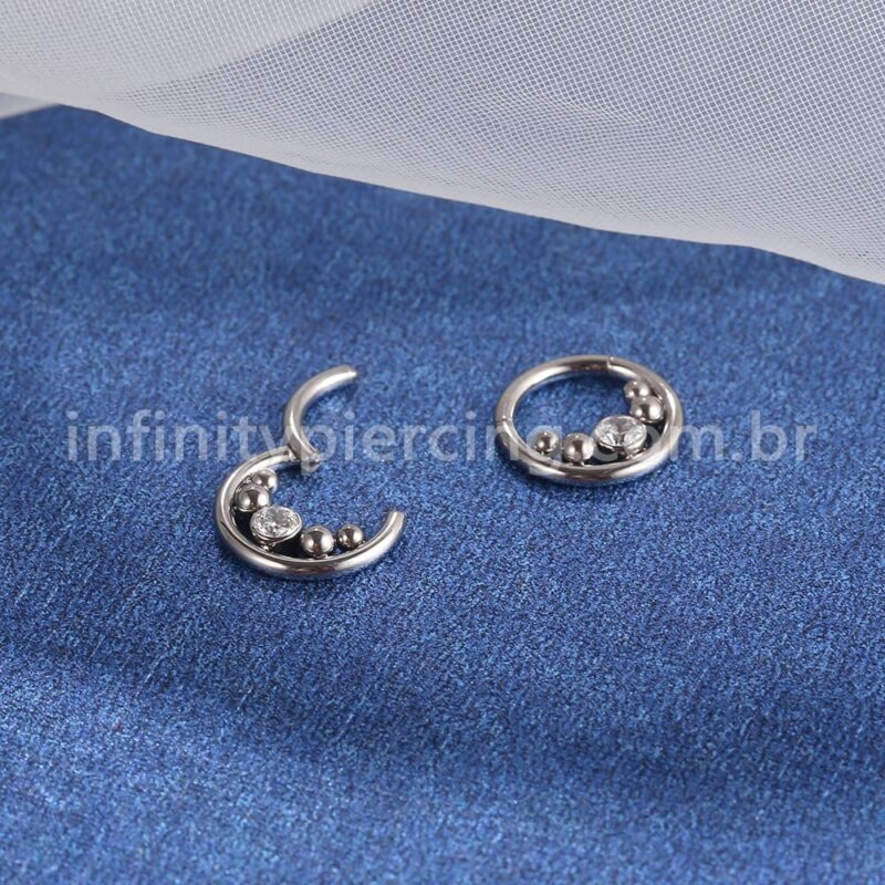 Piercing Argola Titânio Segmento Articulado Zircônia