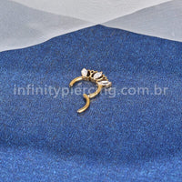 Piercing Argola Aço Cirúrgico 3 Pedras Zircônia Cravejada