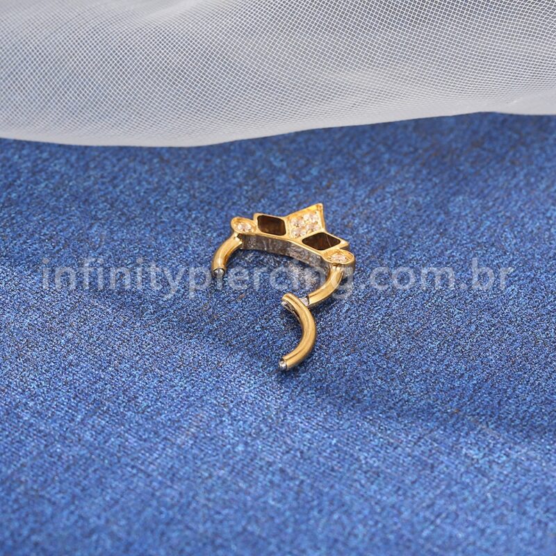 Piercing Argola Aço Cirúrgico Segmento Articulado Detalhada Vazada Zircônia Cravejada
