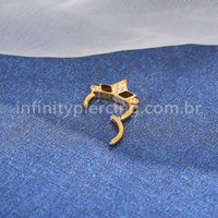 Piercing Argola Aço Cirúrgico Segmento Articulado Detalhada Vazada Zircônia Cravejada