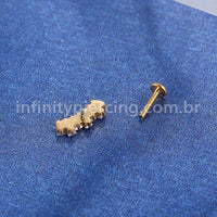 Piercing Labret Aço Cirúrgico Cluster Zircônia Retangular