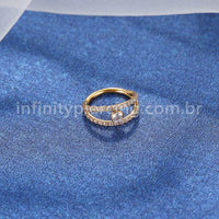 Piercing Argola Segmentada Aço Cirurgico 2 Fileiras Zircônia
