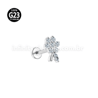 Piercing Labret Titânio Flor Zircônia