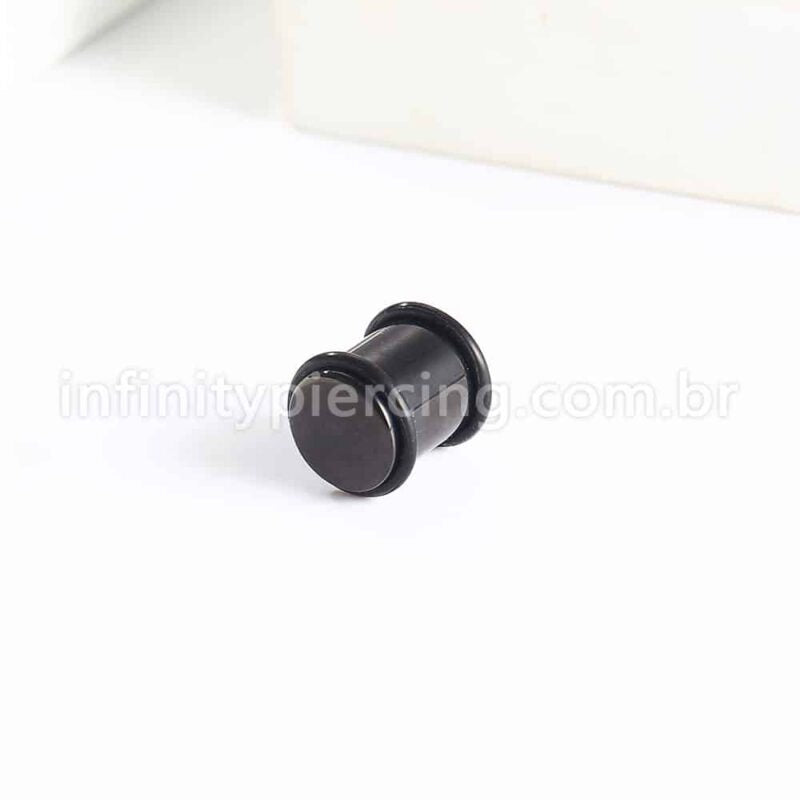 Alargador Aço Cirúrgico Black Plug Com Borracha
