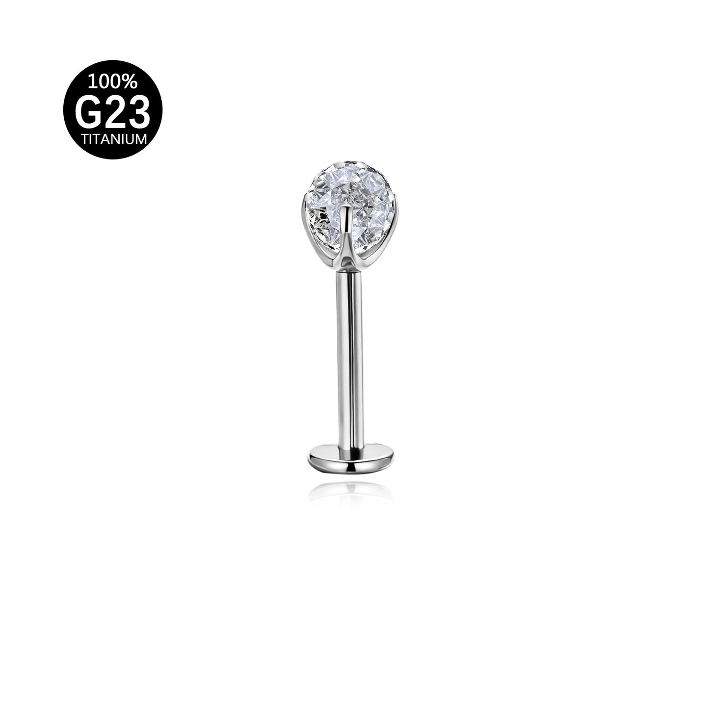 Piercing Labret com Zircônia Corte Diamante e Brilho Premium