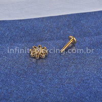 Piercing Labret Aço Cirúrgico Flor Zircônia