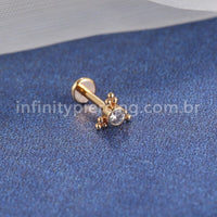 Piercing Labret Aço Cirúrgico Indiano Zircônia
