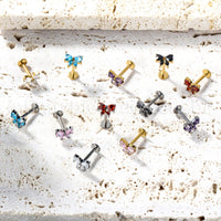 Piercing Labret Titânio Laço Zircônia Cravejada