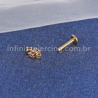 Piercing Labret Aço Cirúrgico 4 Zircônia