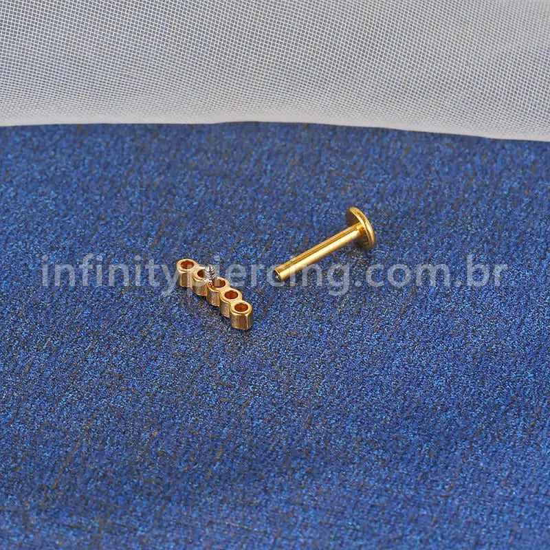Piercing Labret Aço Cirúgico 5 Mini Zircônia Reta