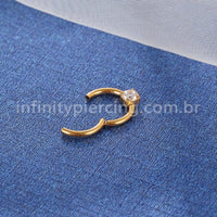 Piercing Argola Titânio Segmento Articulado Uma Zircônia Redonda