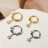 Piercing Argola Titânio Segmento Articulado Borboletas Com Pingente Estrela
