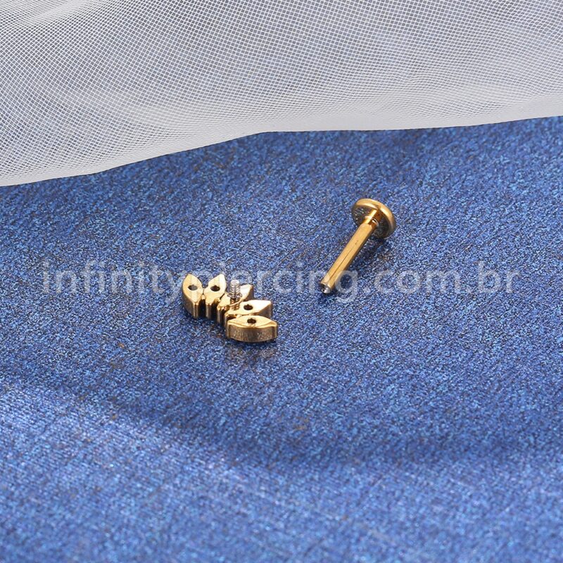 Piercing Labret Aço Cirúrgico 5 Pétalas Zircônia