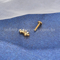 Piercing Labret Aço Cirúrgico 5 Pétalas Zircônia