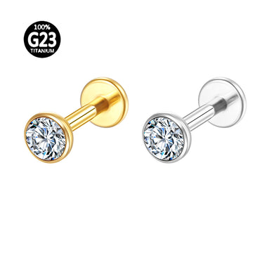 Piercing Labret Titanio Ponto De Luz Zircônia Com Ponta