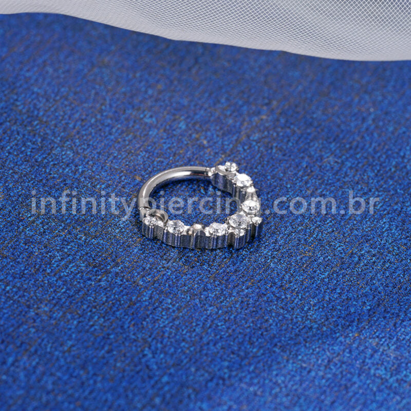 Piercing Argola Titânio Frontal Detalhes Com Zircônia