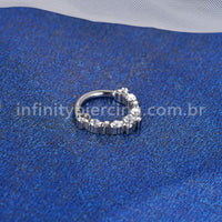 Piercing Argola Titânio Frontal Detalhes Com Zircônia