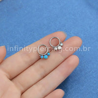 Piercing Argola Segmento Articulado Titânio Indiano Zircônia/Opala