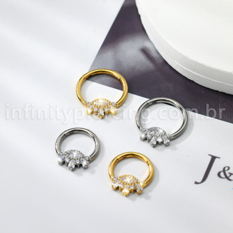 Piercing Argola Titânio / Olho Zircônia Cravejada