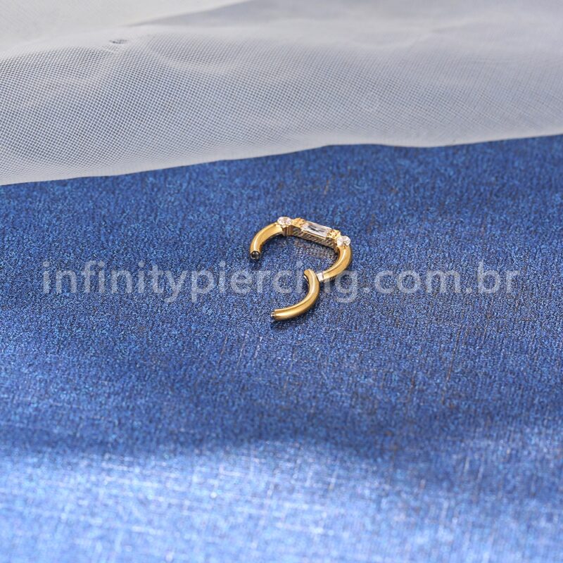 Piercing Argola Titânio Detalhes Zircônia Cravejada