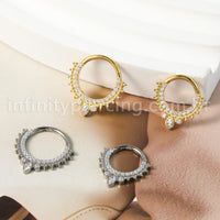 Piercing Argola Titânio Segmento Articulado Indiano Com Zircônia Cravejada
