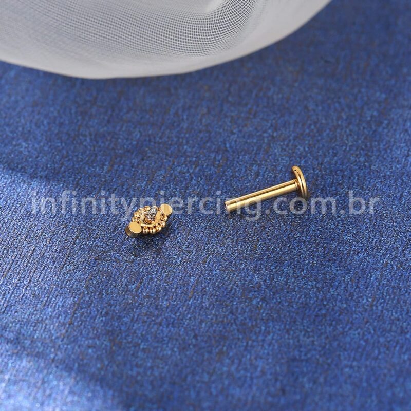 Piercing Labret Aço Cirúrgico Indiano  Zircônia Cravada