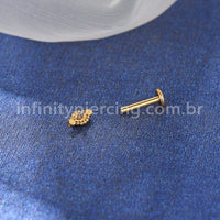 Piercing Labret Aço Cirúrgico Indiano  Zircônia Cravada