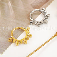 Piercing Argola Titânio Segmento Articulado Zircônia Cravejada Com Spike