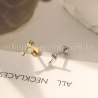 Piercing Labret Aço Cirúrgico Garfo Zircônia