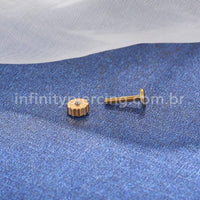 Piercing Labret Aço Cirúrgico Flor Zircônia