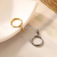 Piercing Argola Titânio Zircônia Frontal Com Pingente Spike