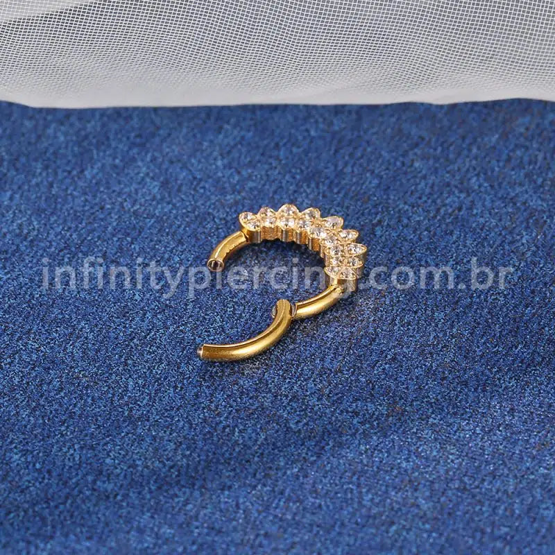 Piercing Argola Aço Cirúrgico Segmento Articulado Detalhada Zircônia Cravejada