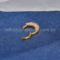 Piercing Argola Aço Cirúrgico Segmento Articulado Detalhada Zircônia Cravejada