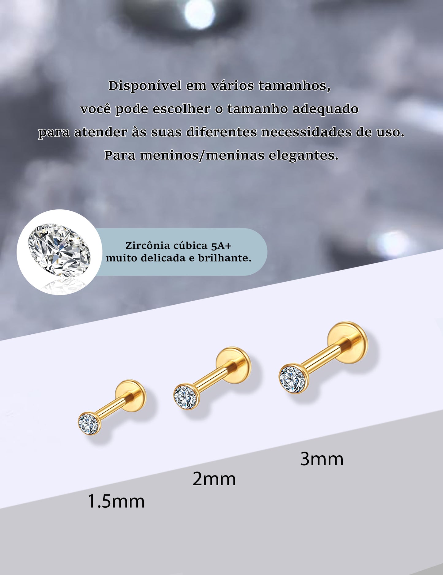 Brilho Essencial em Titânio G23 com Ponto de Luz para Lábios
