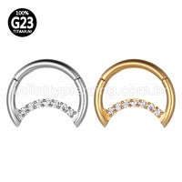 Piercing Titânio Segmento Articulado Lua Zircônia Cravejada