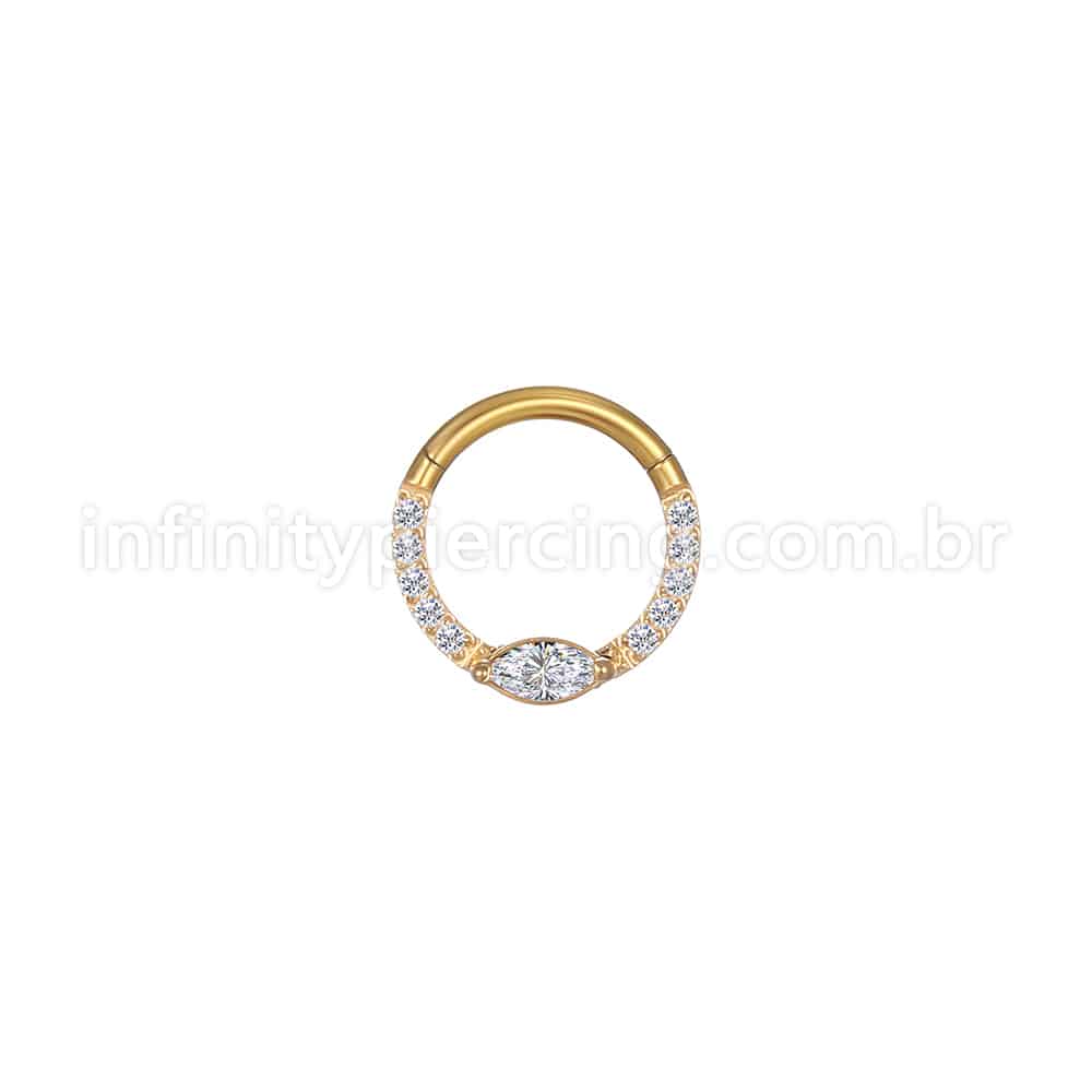 Piercing Argola Aço Cirúrgico Segmento Articulado Zircônia Cravejada
