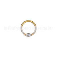 Piercing Argola Aço Cirúrgico Segmento Articulado Zircônia Cravejada