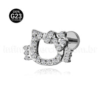 Piercing Labret Titânio Gatinha Com Laço