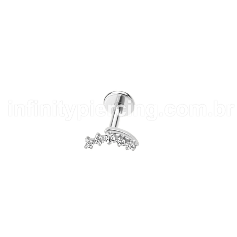 Piercing Labret Aço Cirúrgico Mini Cluster Zircônia