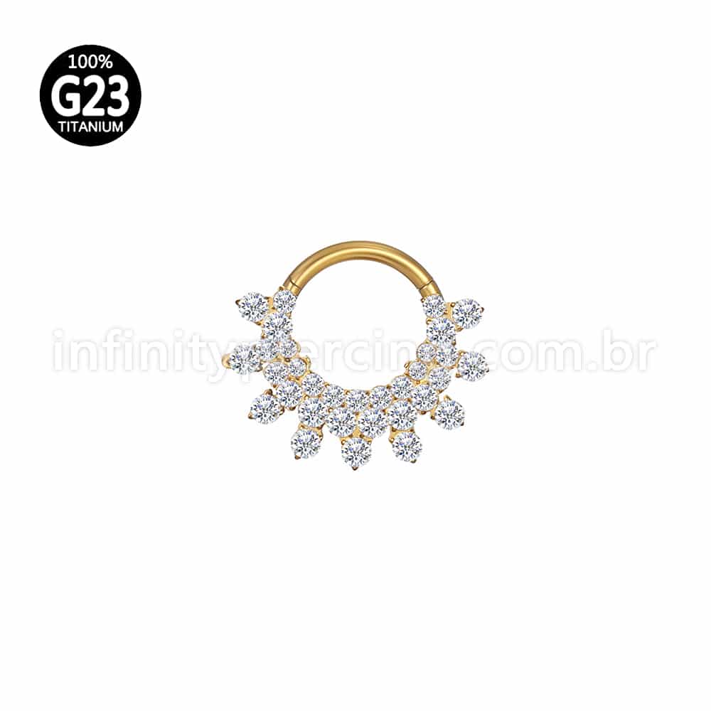 Piercing Argola Titânio Segmento Articulado Zircônia Cravejada