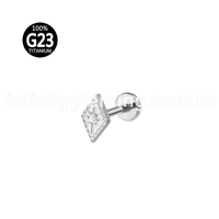 Piercing Labret Titânio Triangulo Zircônia