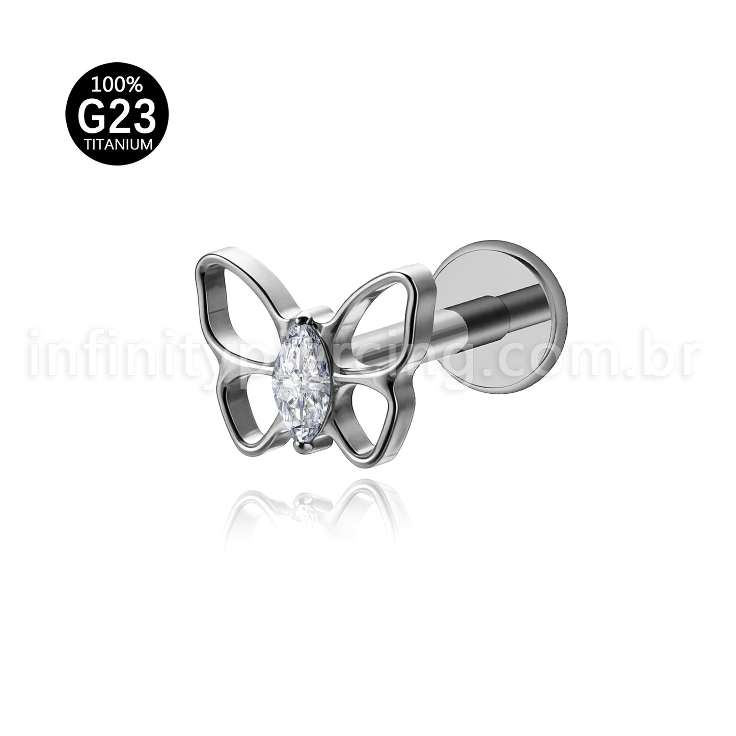 Piercing Labret Titânio Borboleta