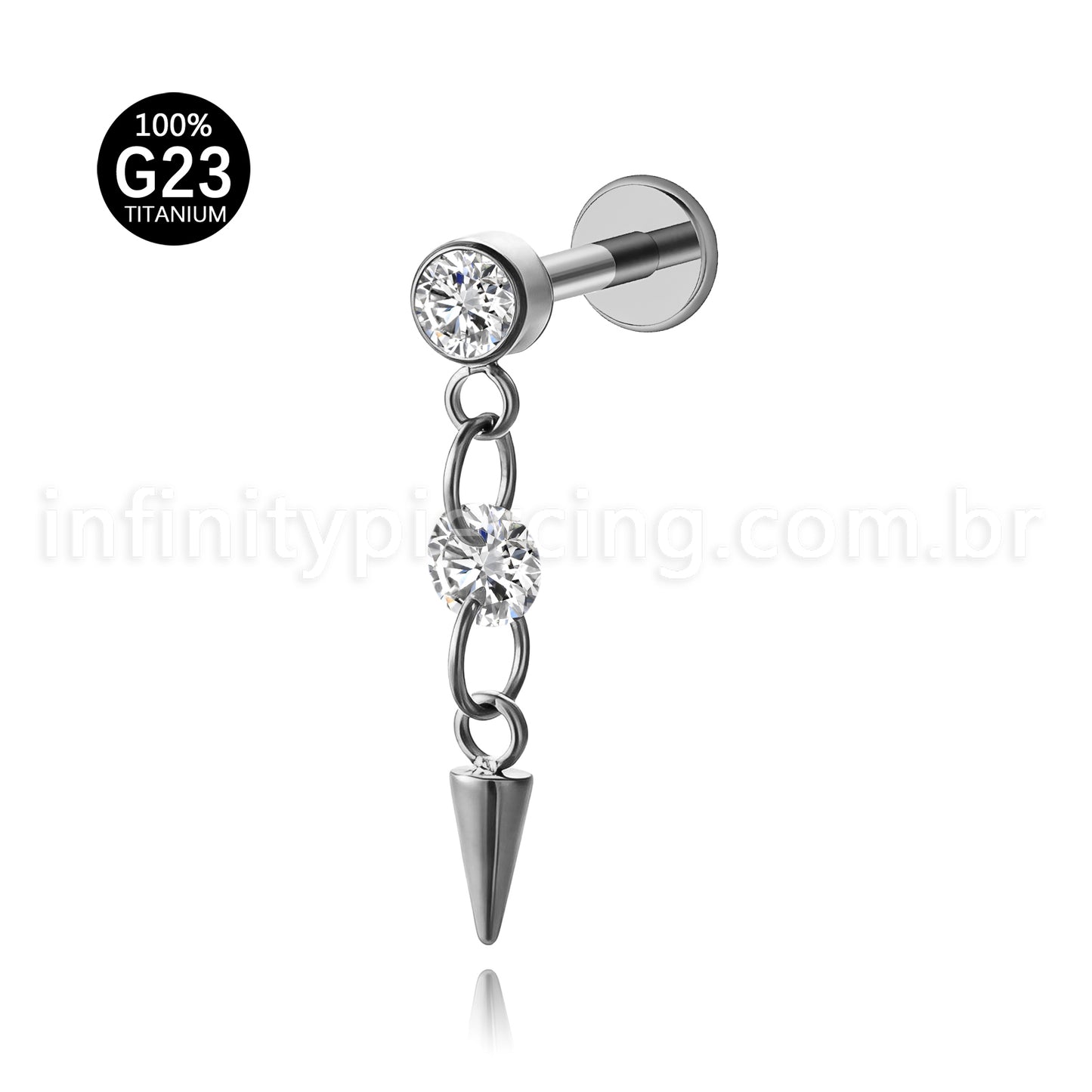 Piercing Labret Titânio Com Pingente Spike