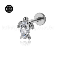 Piercing Labret Titânio Tartaruga Com Zircônia Cravejada