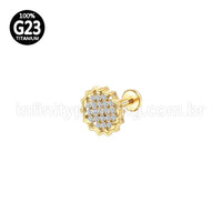 Piercing Labret Titânio Redondo Com Zircônia