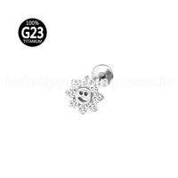Piercing Labret Titânio Flor Smile Zircônia