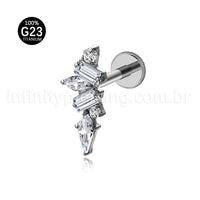 Piercing Labret Titânio Cluster Zircônia Cravejada