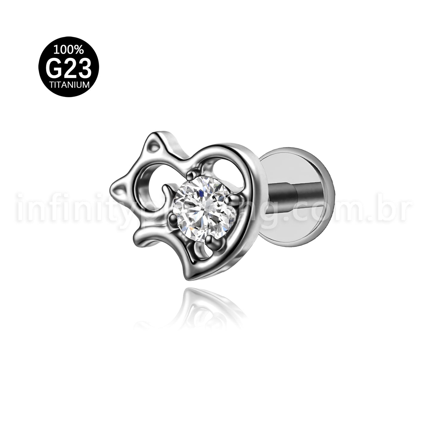 Piercing Labret Titânio Gato/Coração