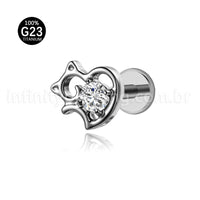 Piercing Labret Titânio Gato/Coração